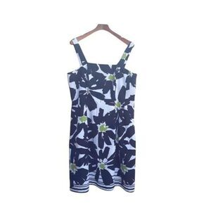 Jessica Howard Dress Cotton Sleeveless Square Neckline Midi Sheath Floral Sz 16W